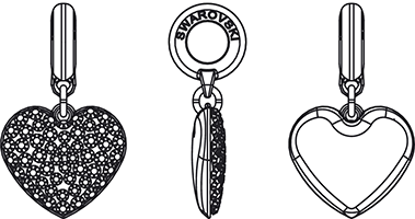 Swarovski BeCharmed & Pavé Beads - 86 502 - BeCharmed Pave Heart Charm - Line Drawing